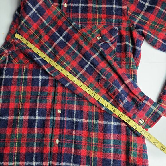 Vtg 80's Outdoor Exchange Button Down Shirt Medium Red Plaid Flannel Long Sleeve - Picture 8 of 8